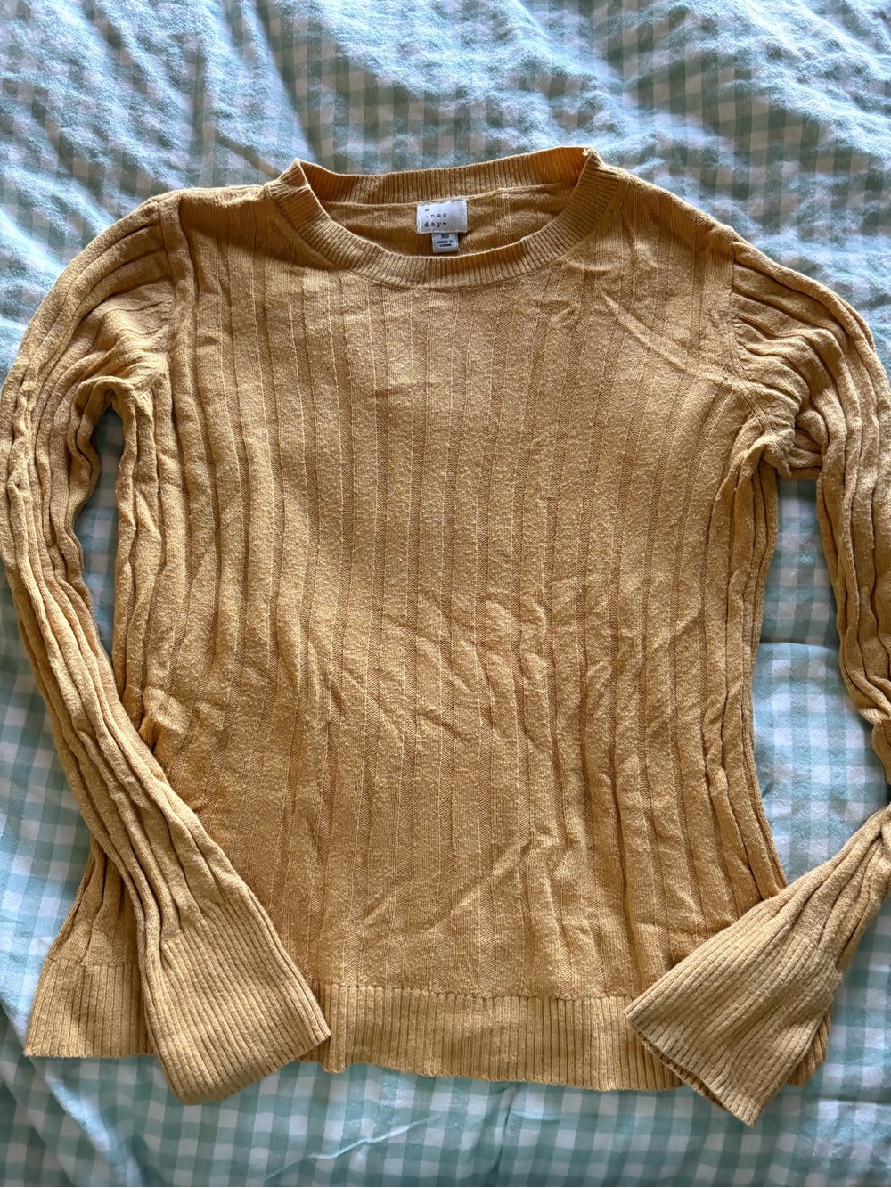 a new day Ribbed Crewneck Sweater in Mustard